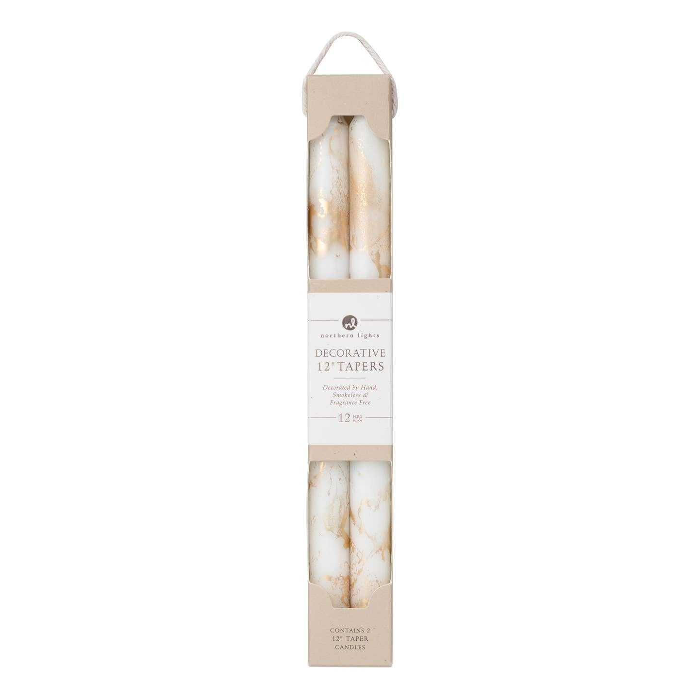 White & Gold Decorative Taper Candles