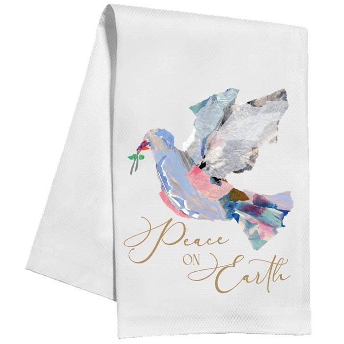 Peace On Earth Dove Tea Towel
