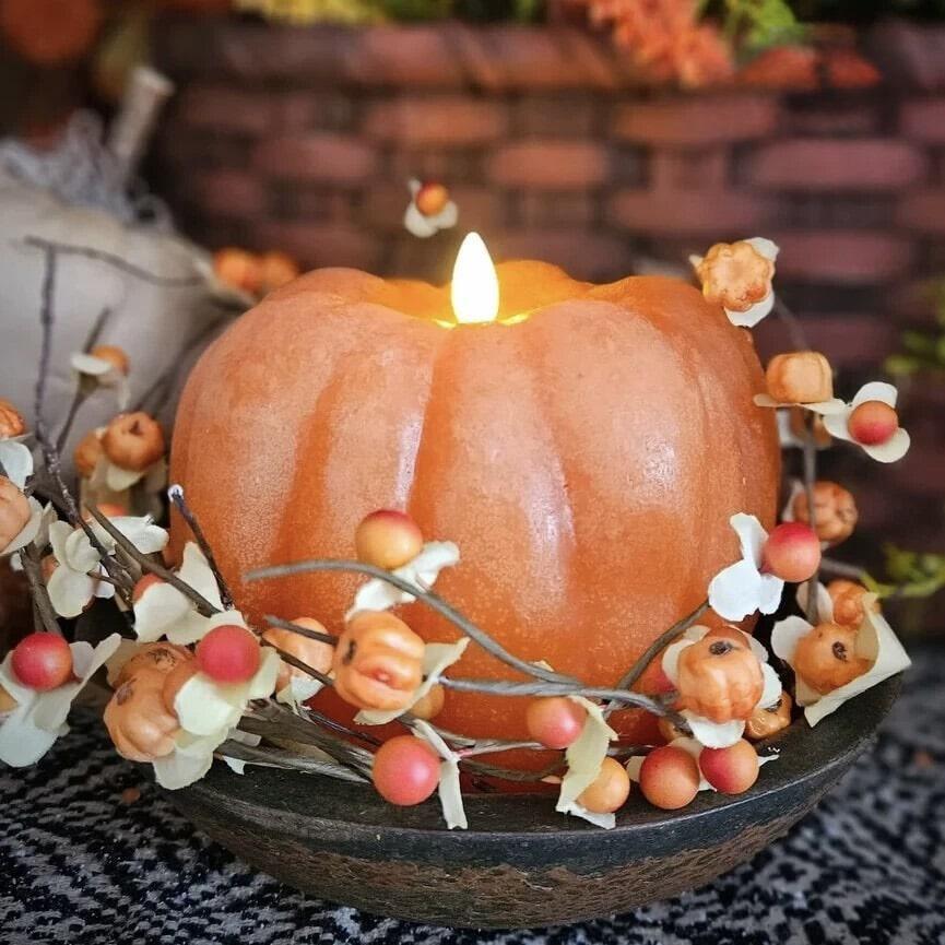 Orange Wax Pumpkin Flameless Candle