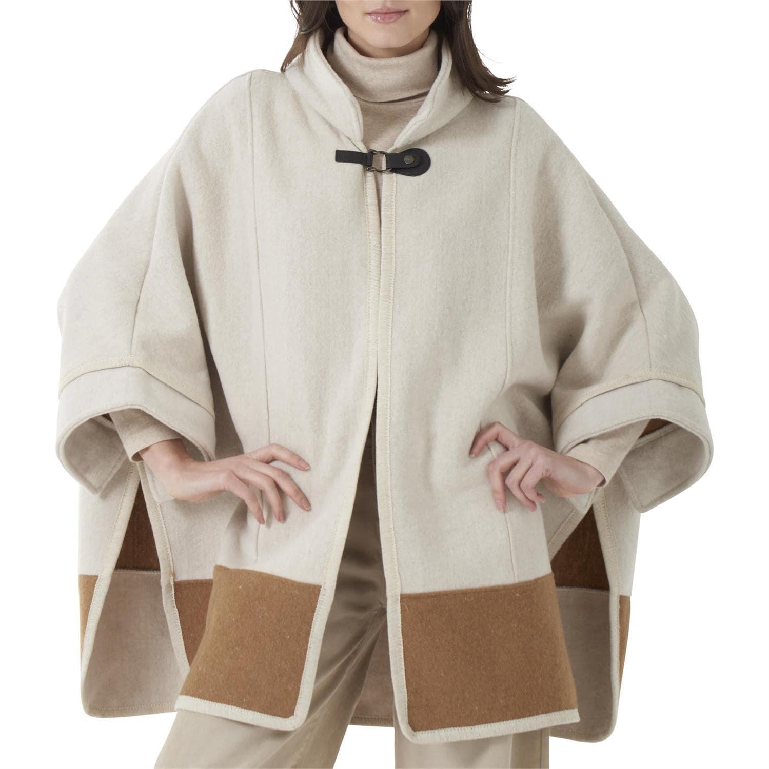 Ivory & Camel Snap Cape
