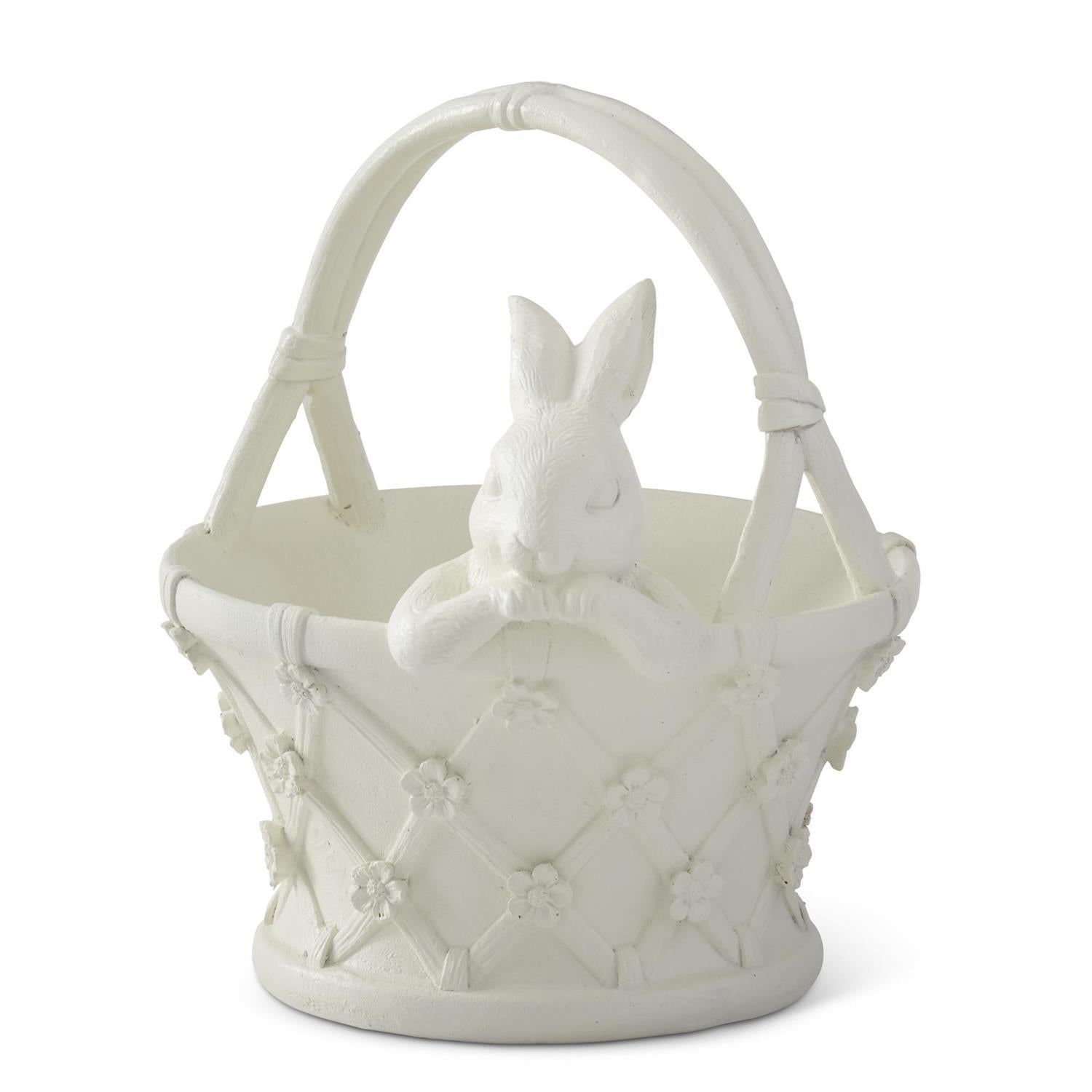 White Bunny In Basket