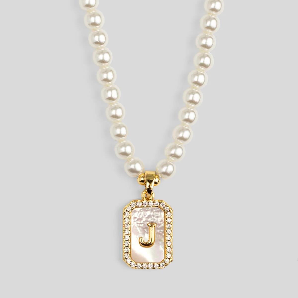 Pearl Initial Pendant Short Necklace
