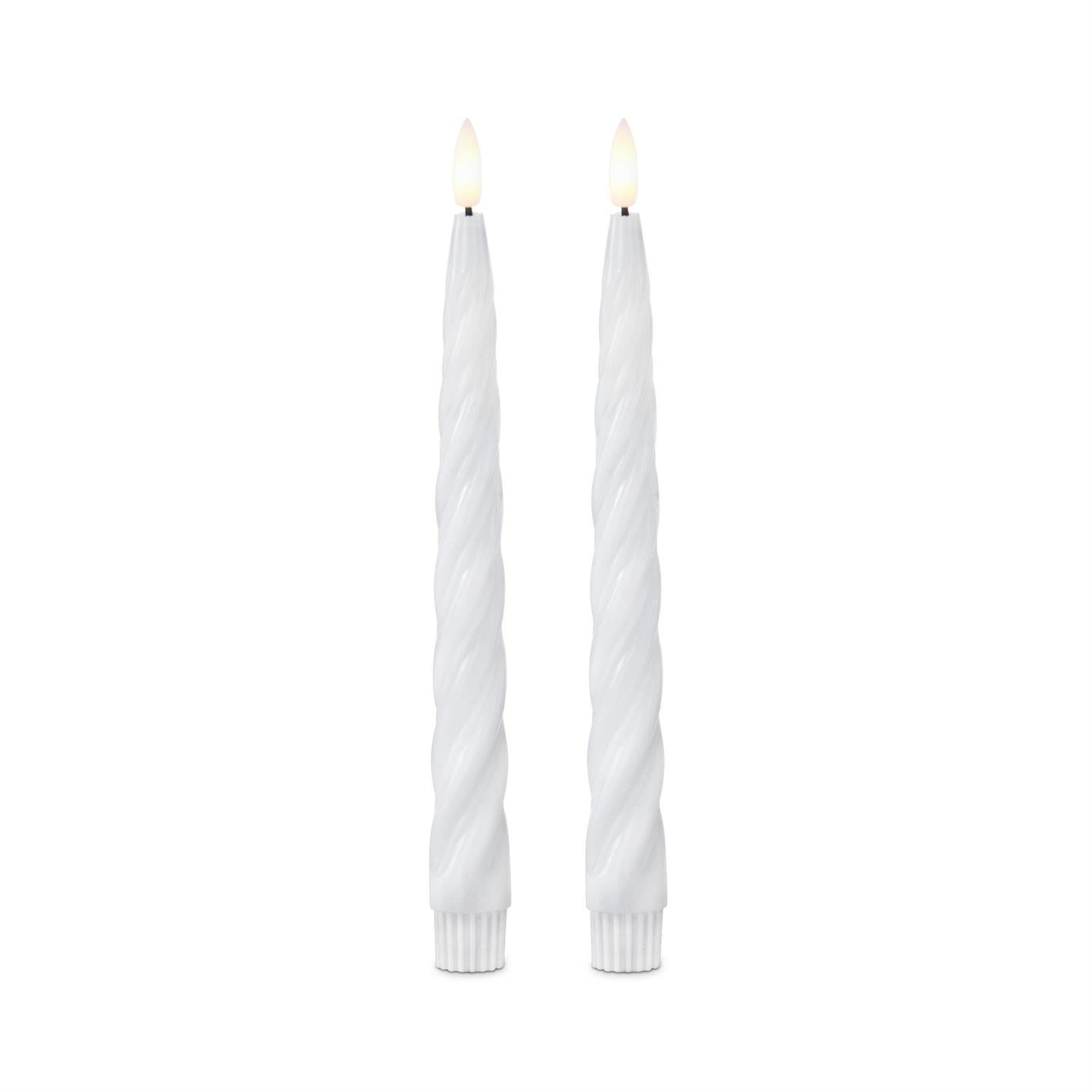 White Spiral LED Taper Candles
