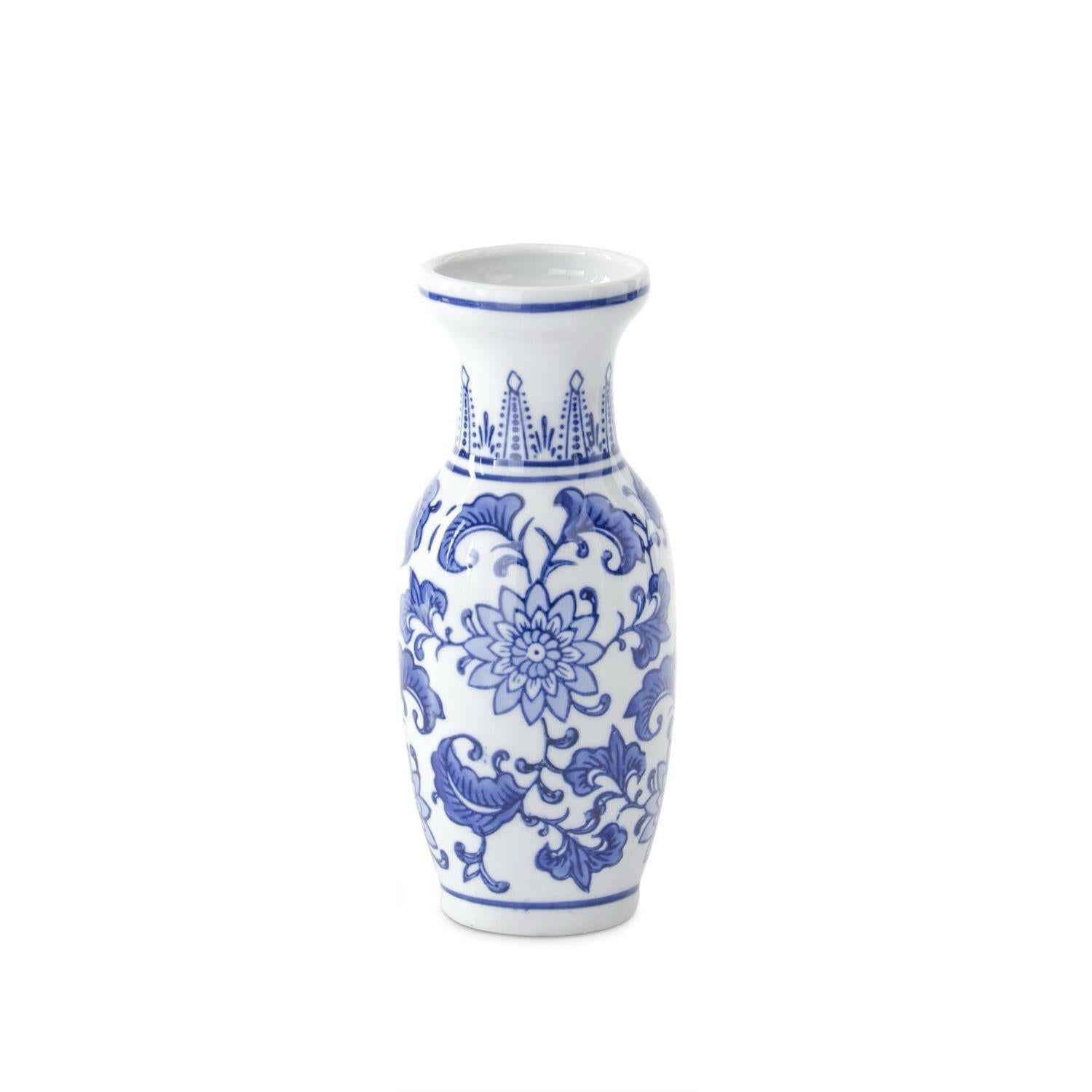 Blue & White Ceramic Chinoiserie Bud Vase