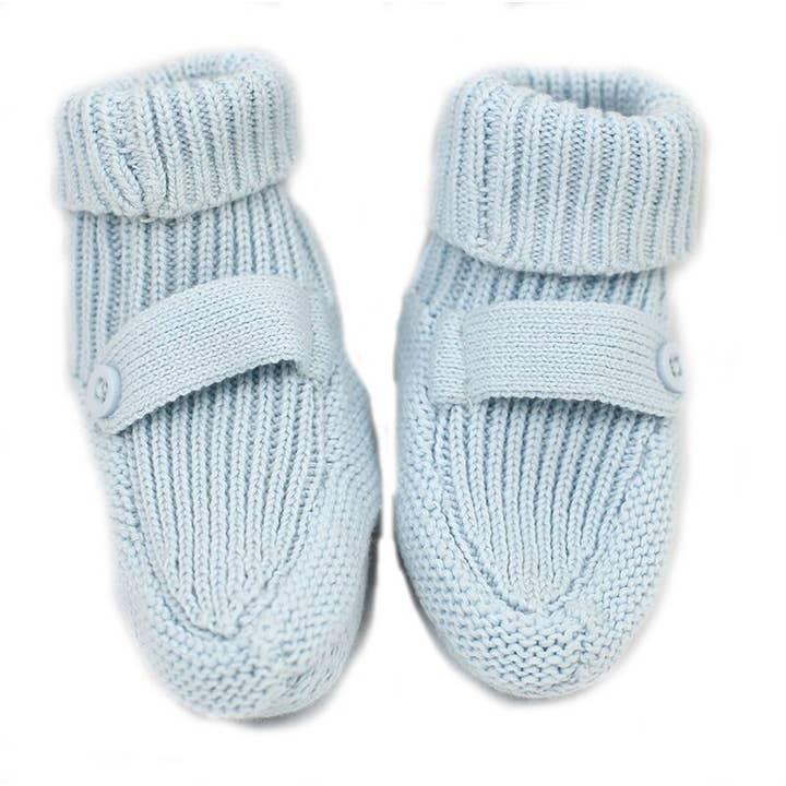 Milan Sweater Knit Blue Baby Booties