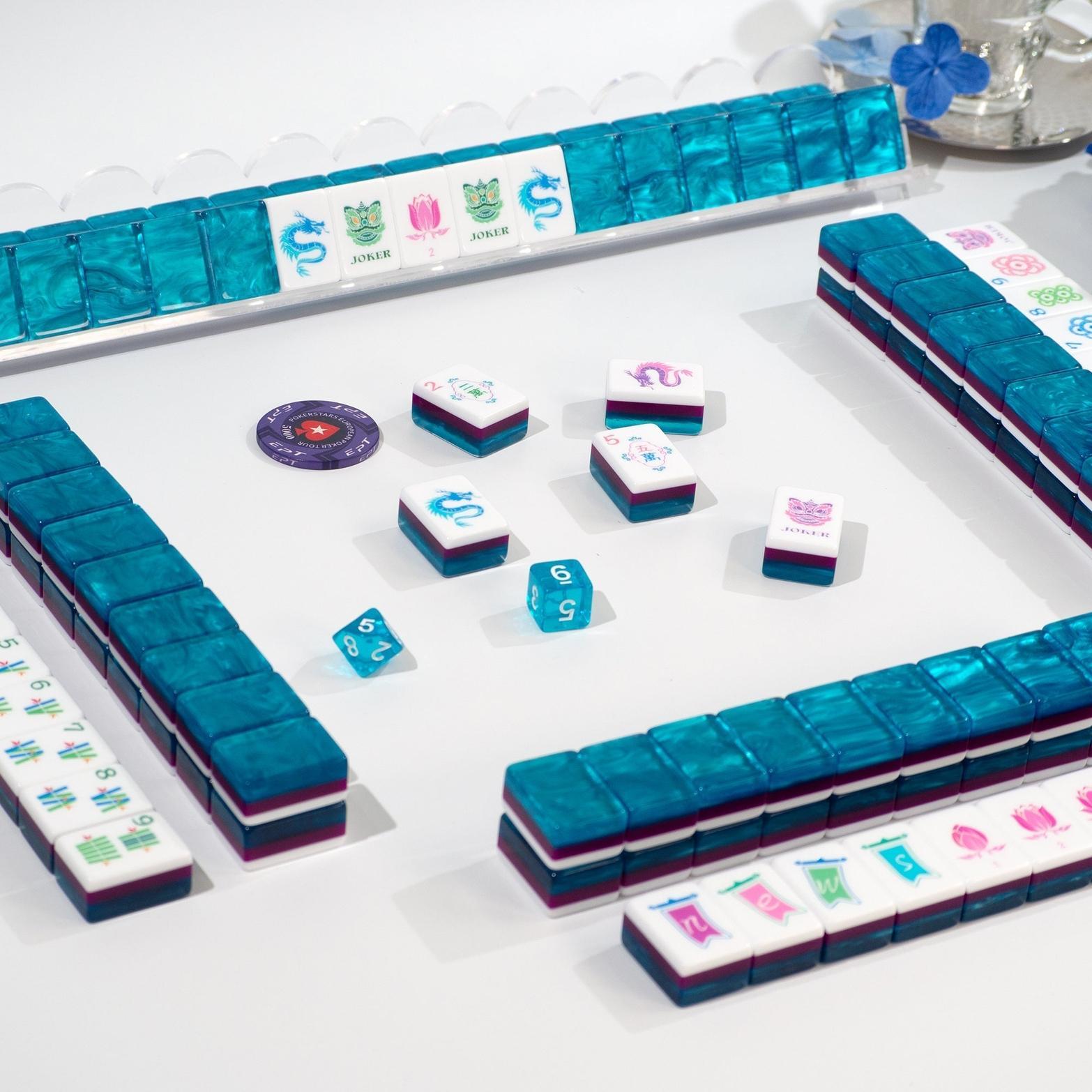 Sapphire Blue Mahjong Tile Set