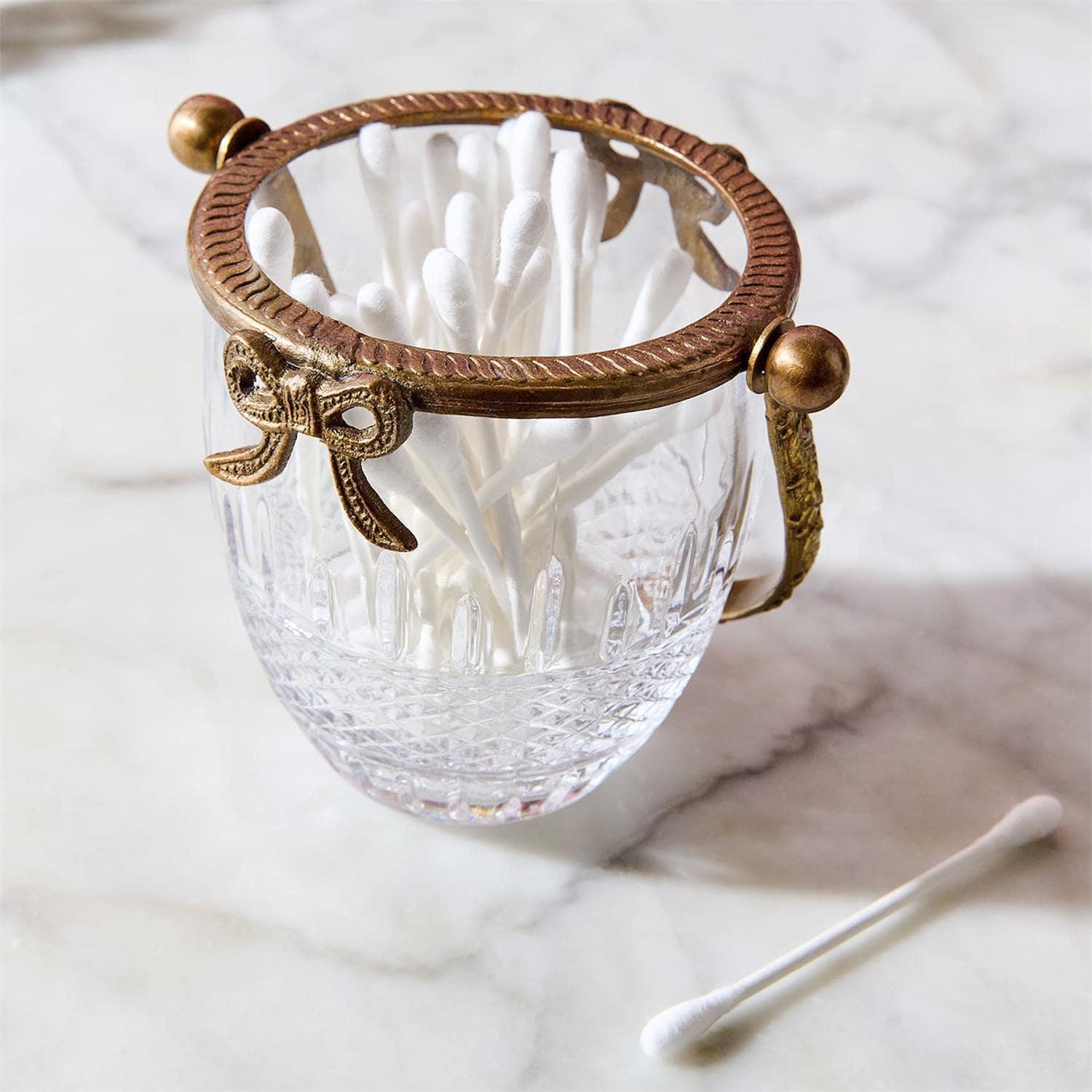 Glass Basket with Bow Accent