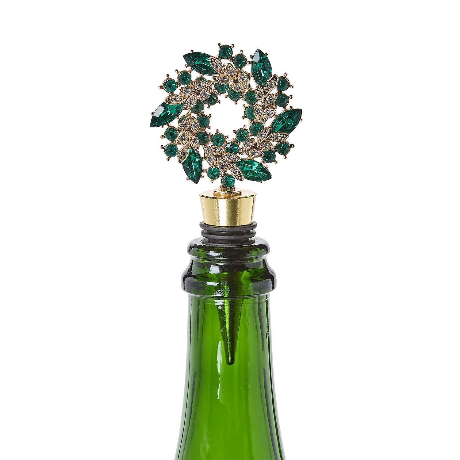 Jeweled Holiday Wreath Bottle Stoppers