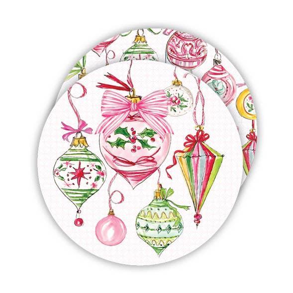 Pink & Green Chinoiserie Ornaments Paper Coaster