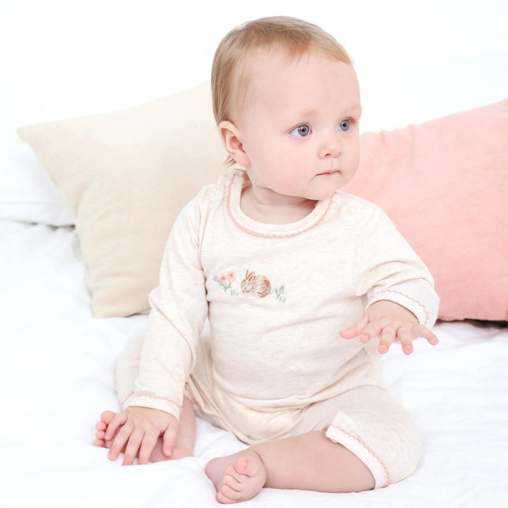 Embroidered Baby Hare Marl  Romper