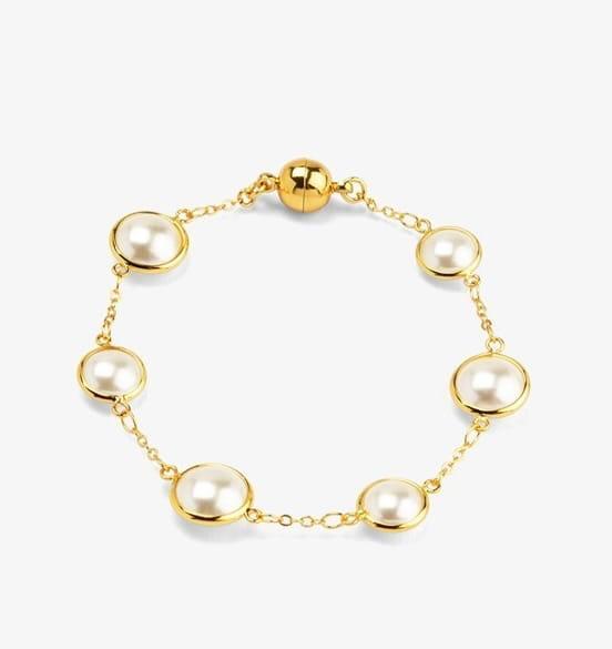 Half Pearl and Chain Magnet Bracelet