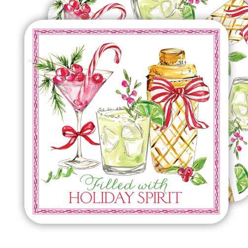 Holiday Spirit Cocktails Paper Coaster