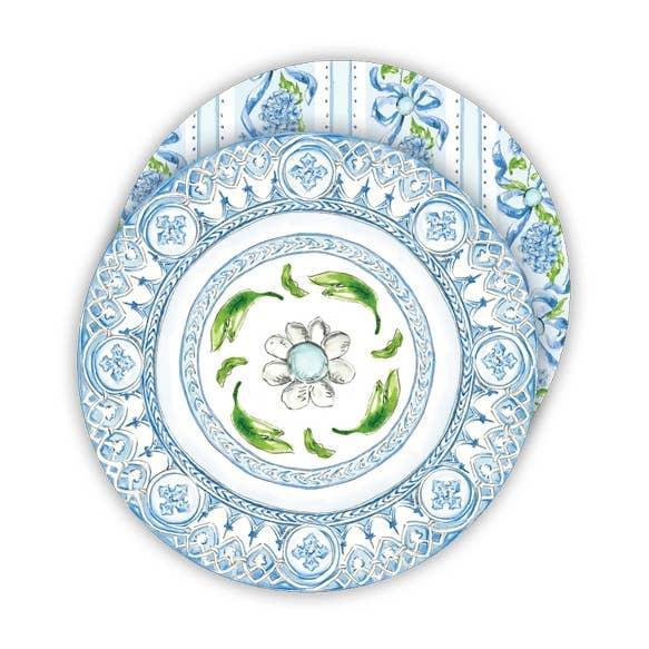 Blue Garden Party Plate Paper Coaster