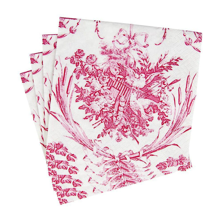 Romantic Toile Rose Cocktail Napkins