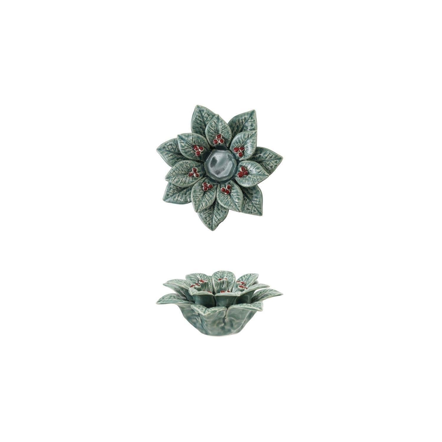 Holly Leaves & Berries Tealight Holder