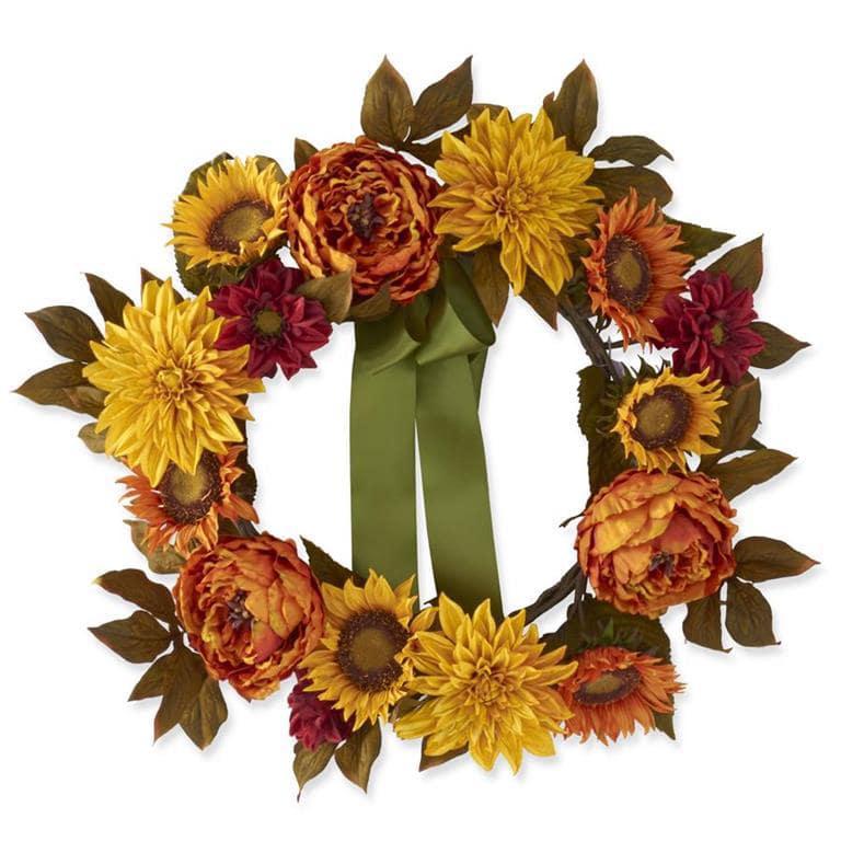Autumn Peony Dahlia & Sunflower Wreath