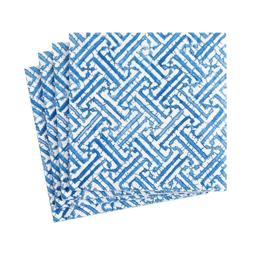 Blue Fretwork Paper Cocktail Napkins