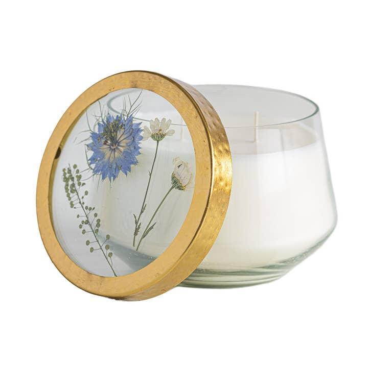 Sea Salt Mist Pressed Floral Candle