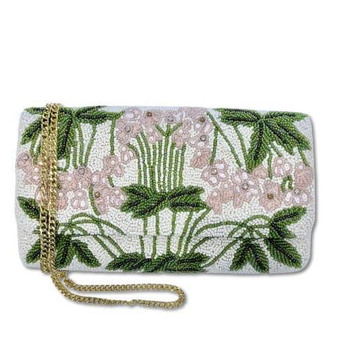 Glass Beaded Pink Orchid Clutch