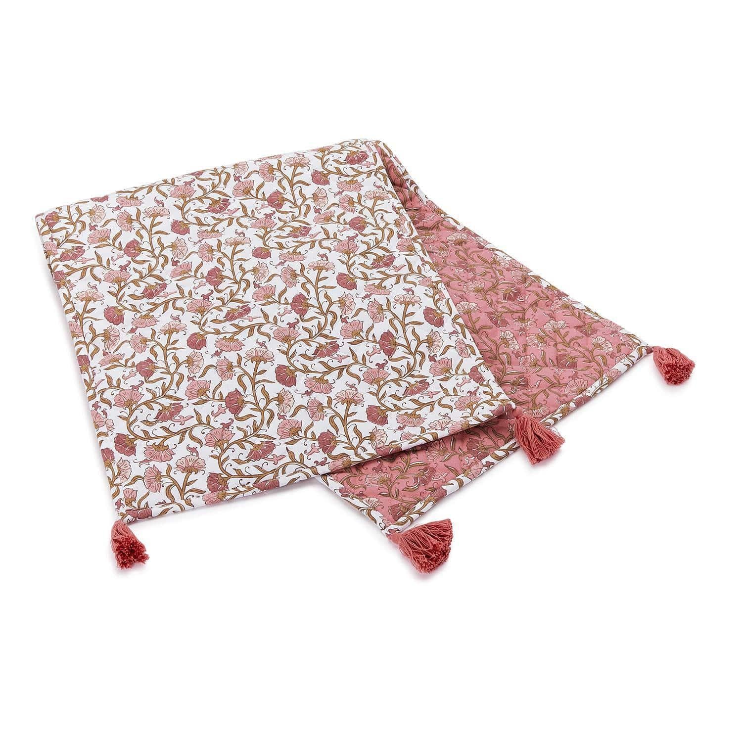 Floral Blush Quilted Table Runner 16" x 72"