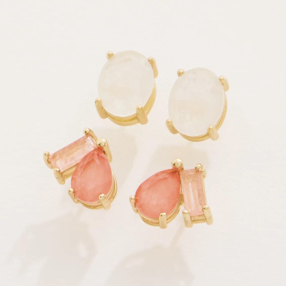 Naiad Pink Stud Earrings Set