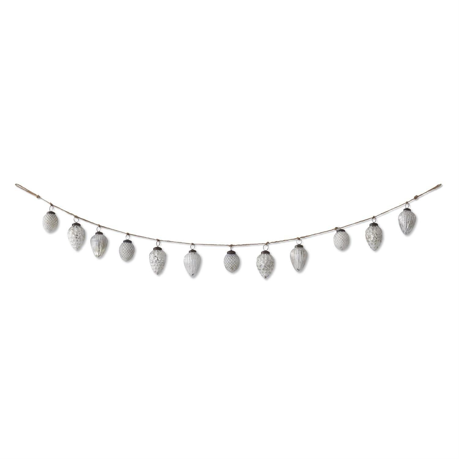 Whitewashed Mercury Glass Ornament Garland