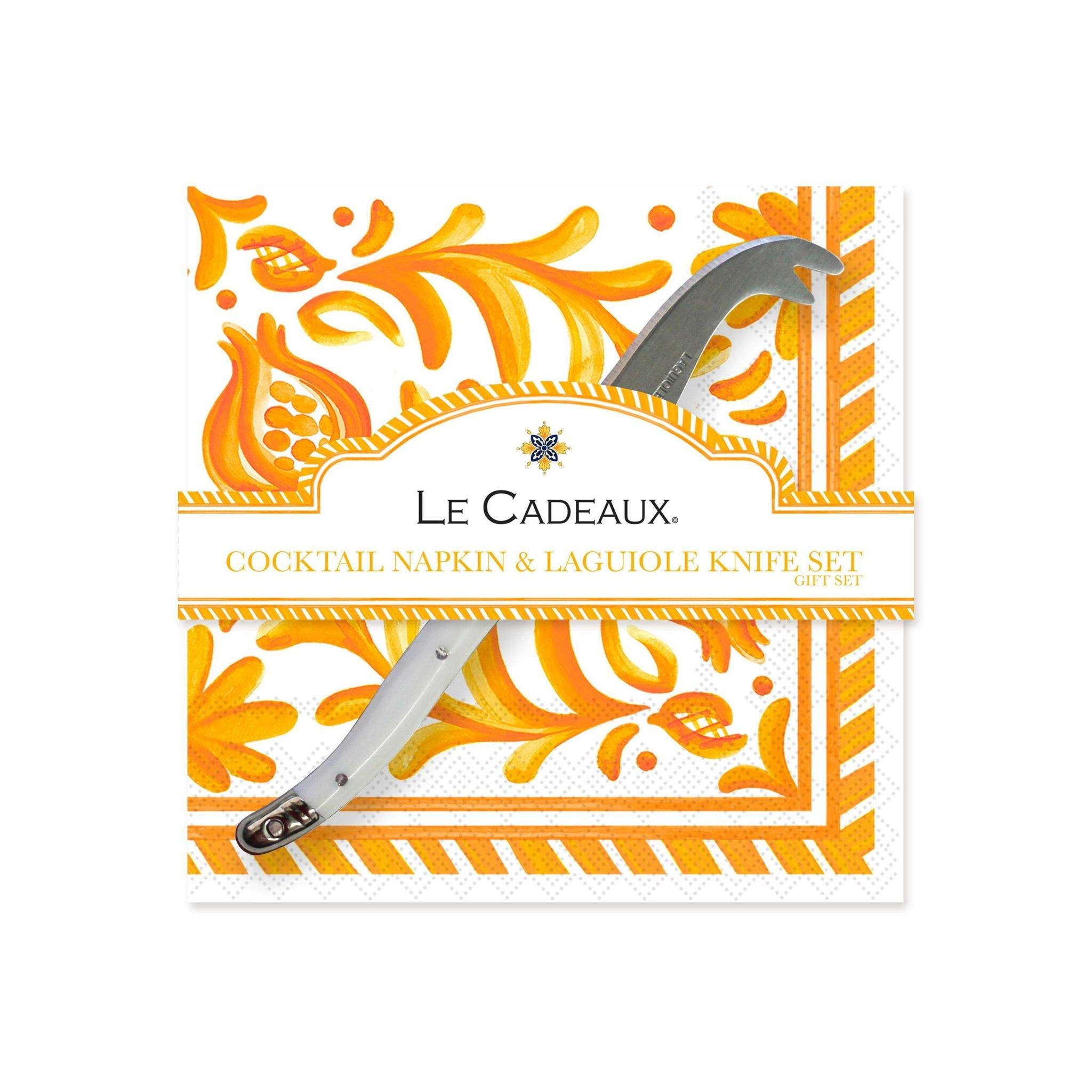 Sicily Orange Cocktail Napkins & Cheese Knife Set