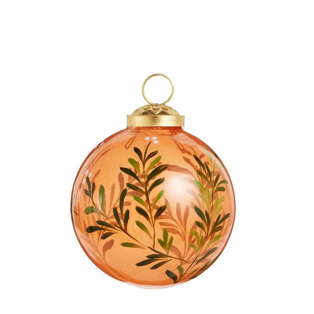 Orange Floral Ball Ornament