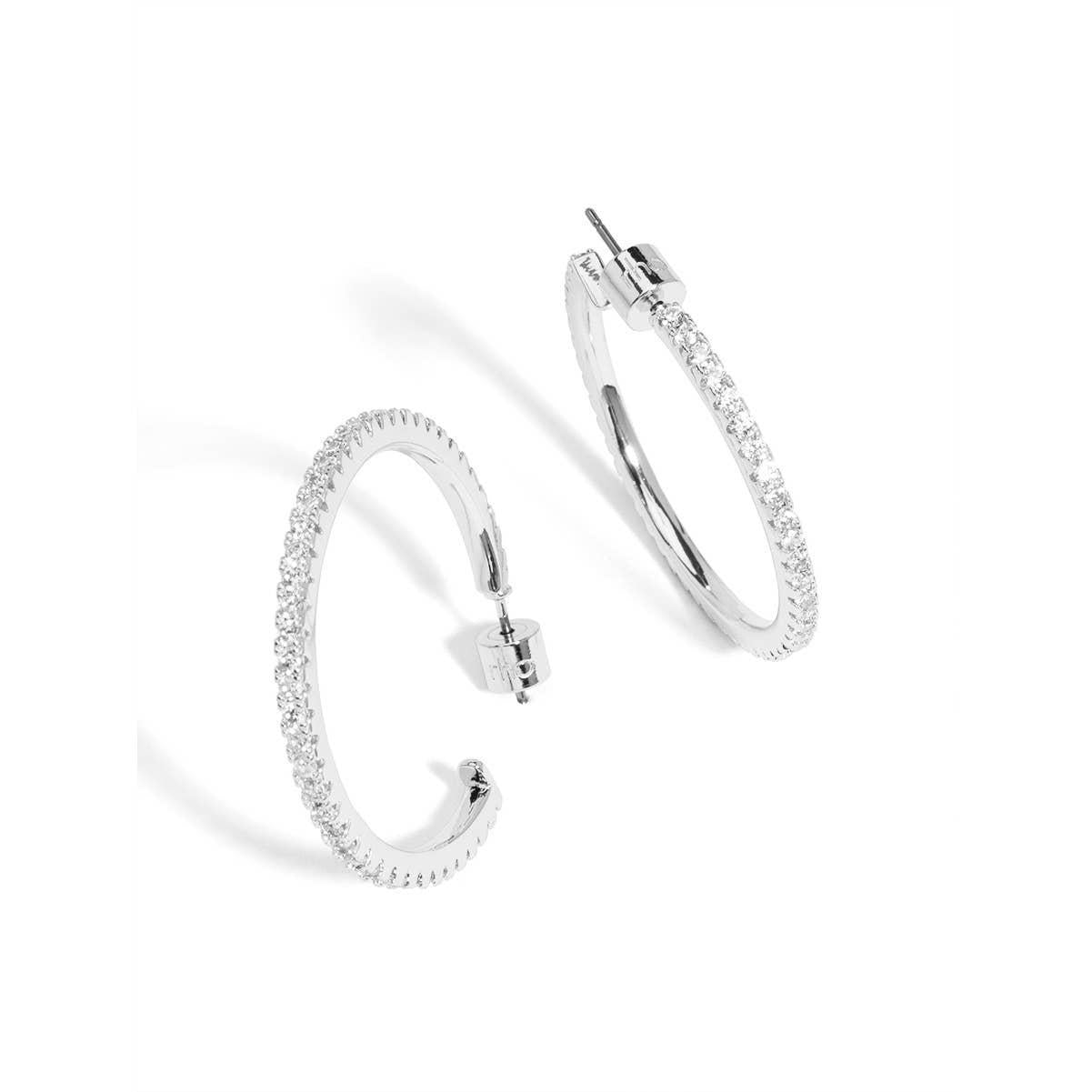 Pavé Silver Hoop Earring