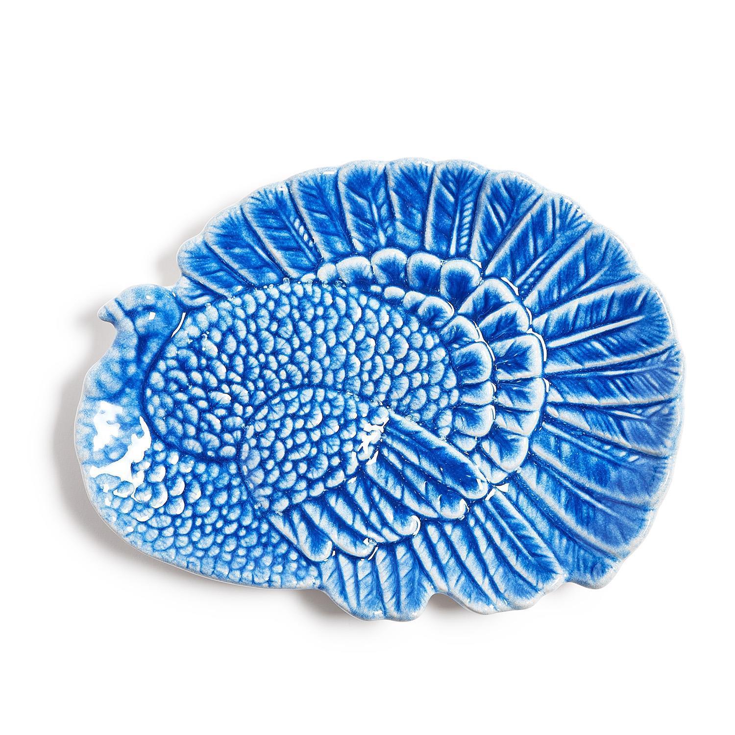 Blue Reactive Glaze Turkey Platter