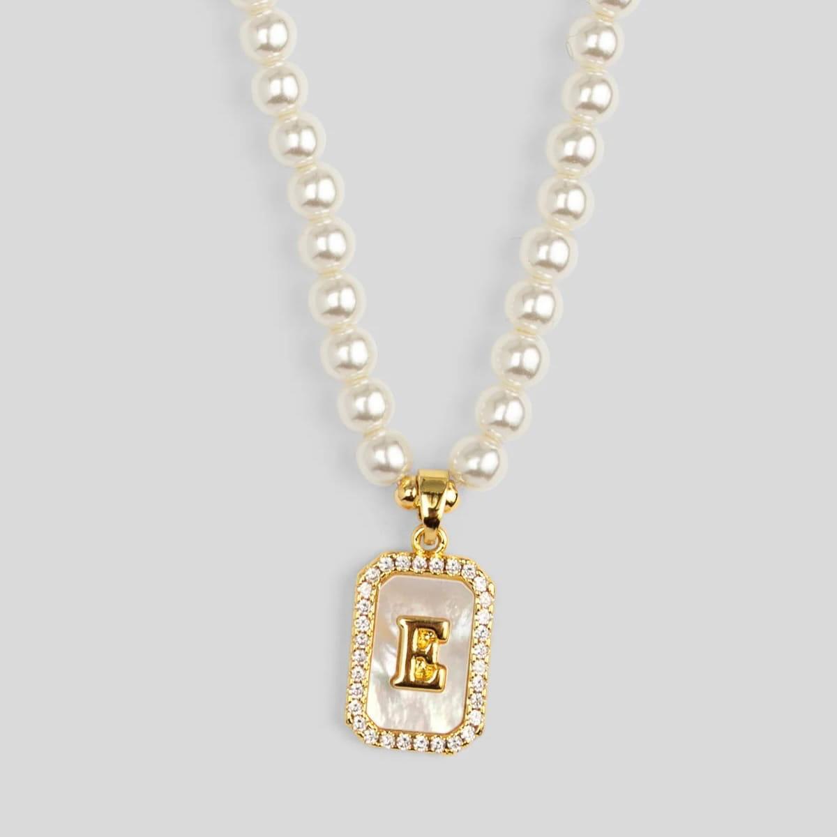 Pearl Initial Pendant Short Necklace