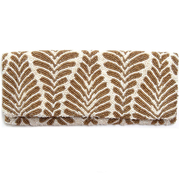 Fern Leaf Fold Over Beaded Clutch