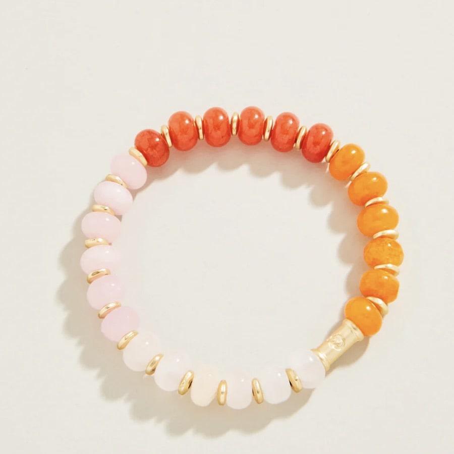 Pink & Orange Stone Stretch Bracelet