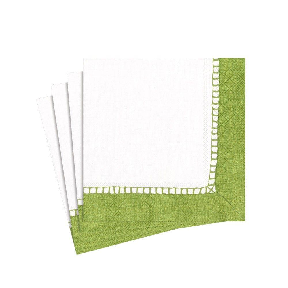 Green Linen Border Paper Cocktail Napkins