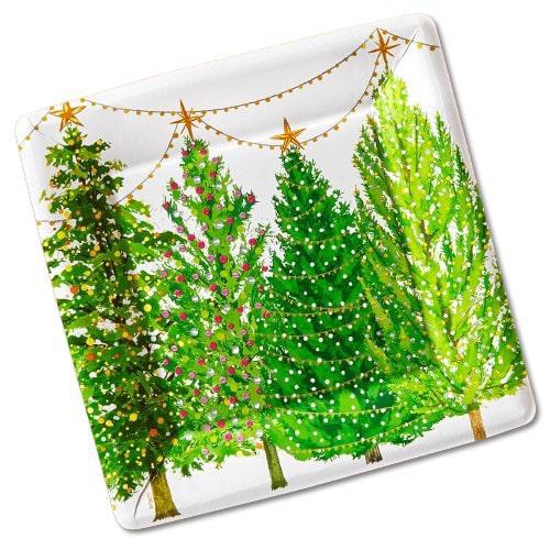 Christmas Trees with Lights Salad/Desert Plates