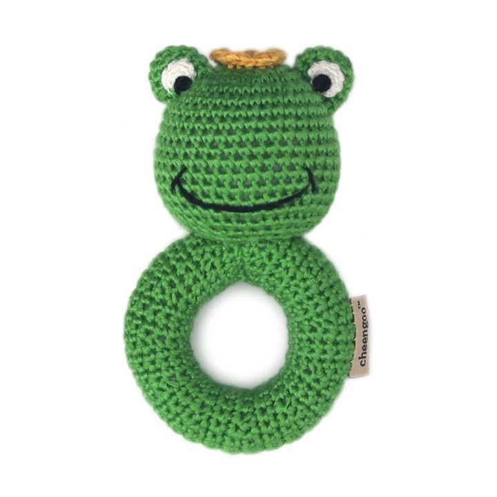 Frog Hand Crocheted Ring Rattle