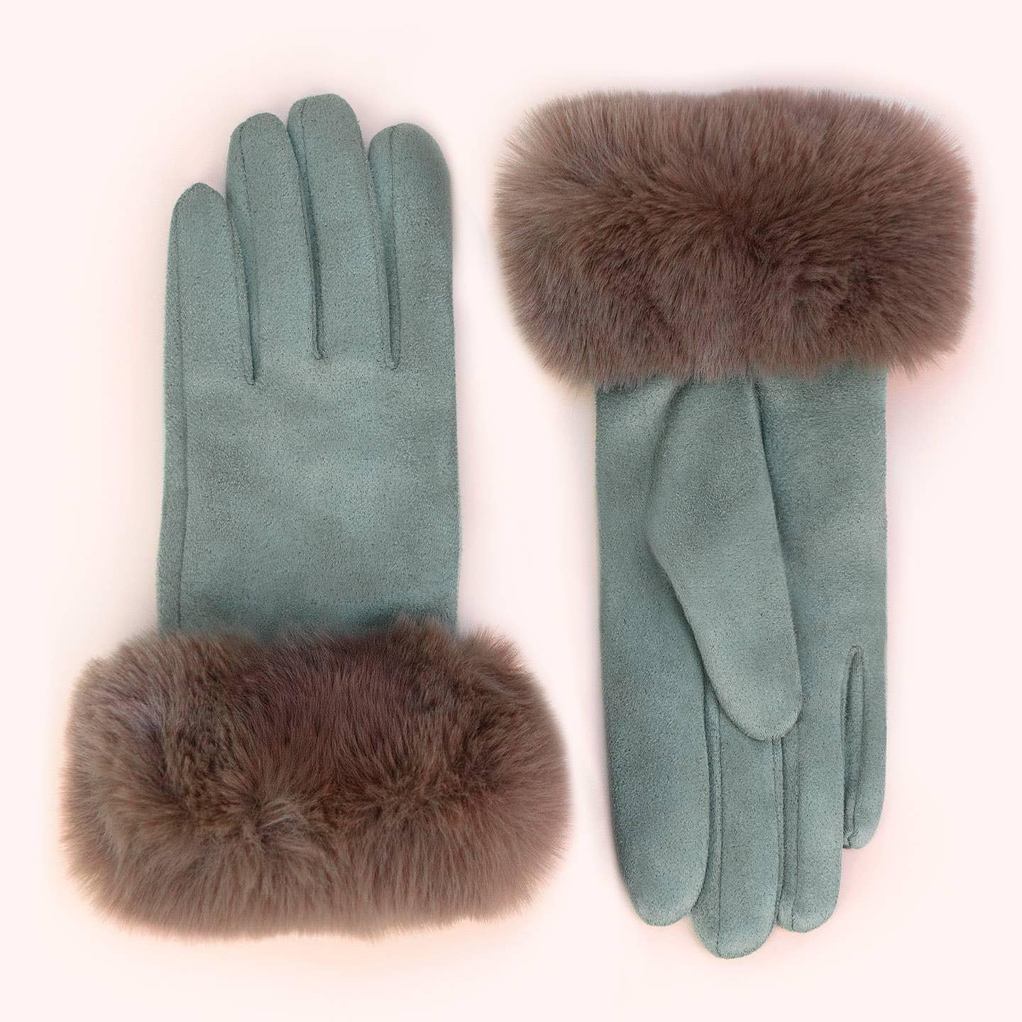 Bettina Ice Faux Suede & Fur Gloves