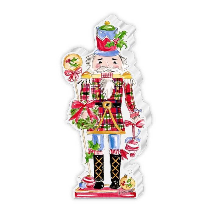 Acrylic Nutcracker in Plaid with Ornament