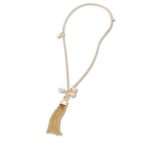 Tassel Convertible Pearl Lariat Necklace