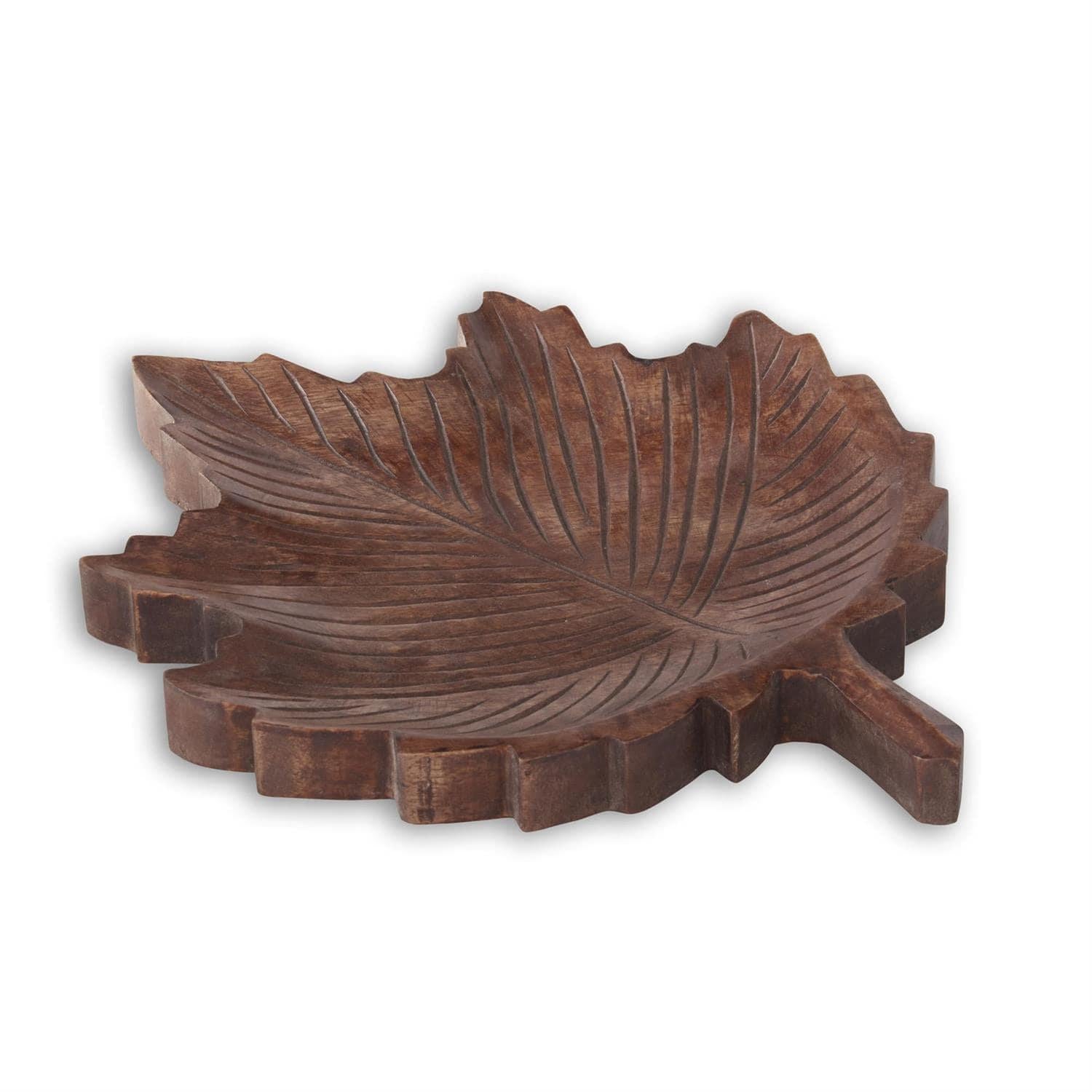 Carved Wood Leaf Tray