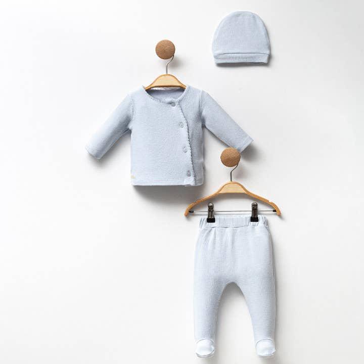 Blue Cotton Footed Baby Set