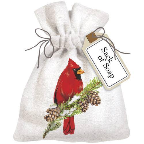 Cardinal On Pine Sack of Soap