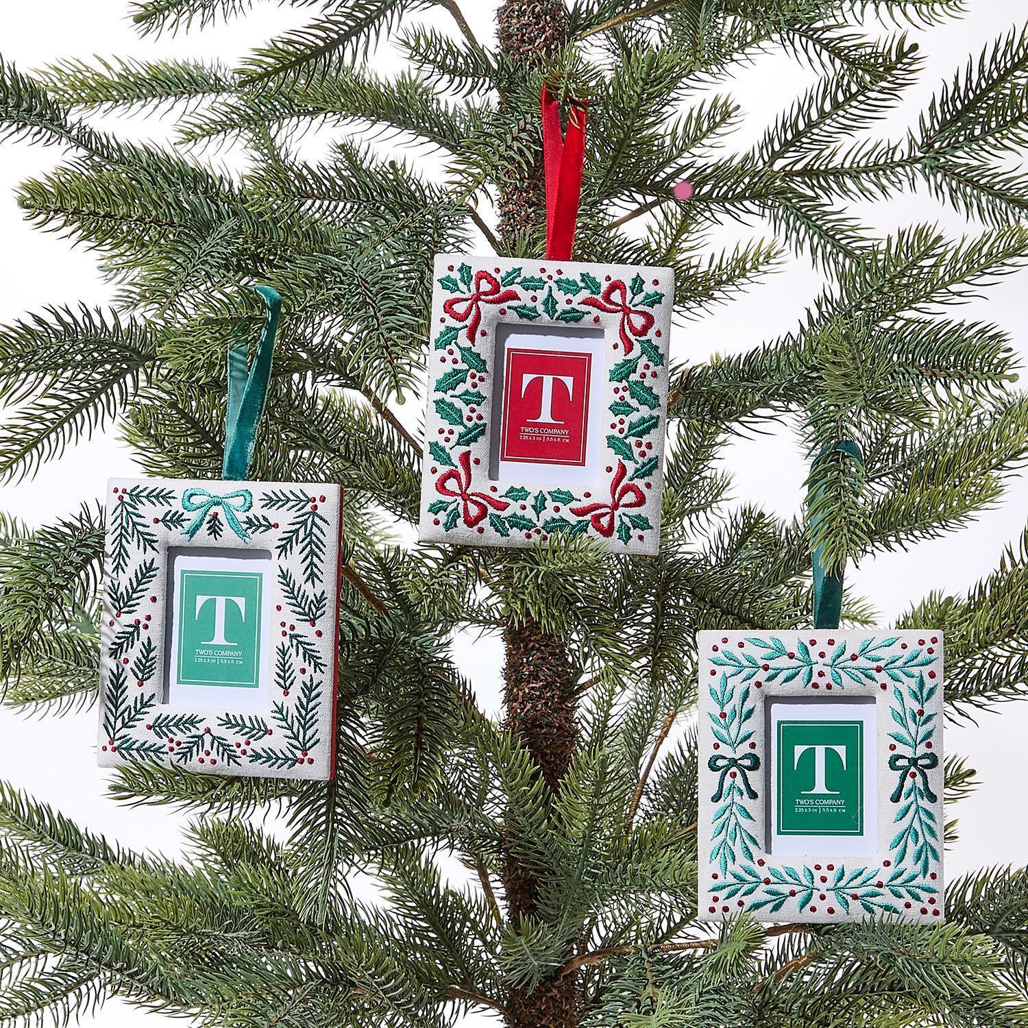 Holiday Memories Embroidered Photo Frame Ornament