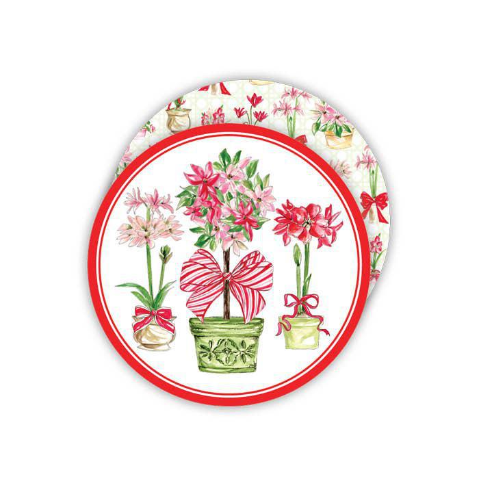 Poinsettia and Amaryllis Paper Coaster