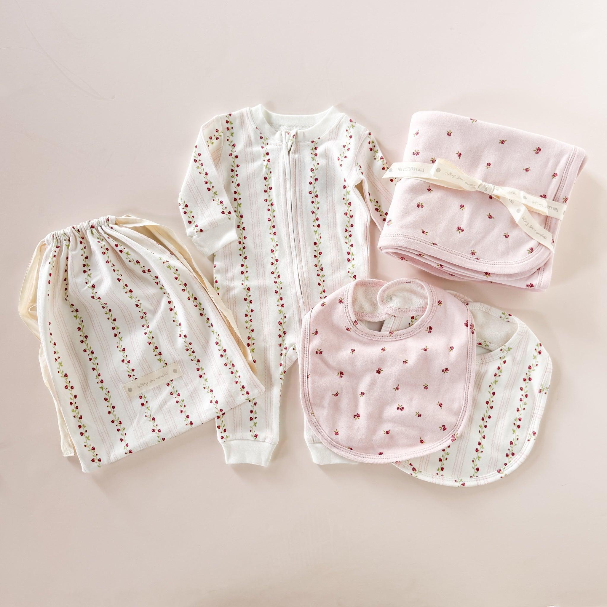 Strawberry and Rose Layette Gift Set