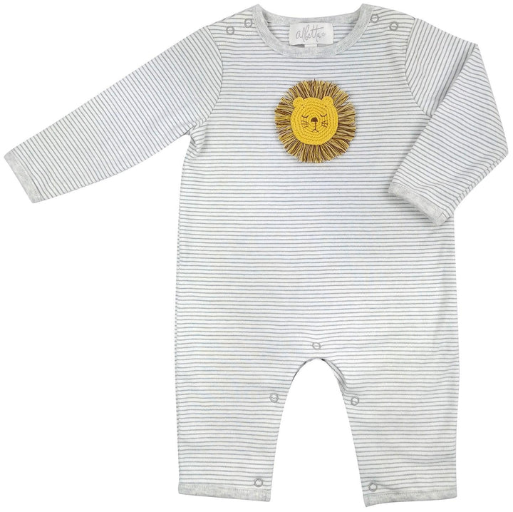 Crochet Lee Lion Grey Stripe Baby Romper