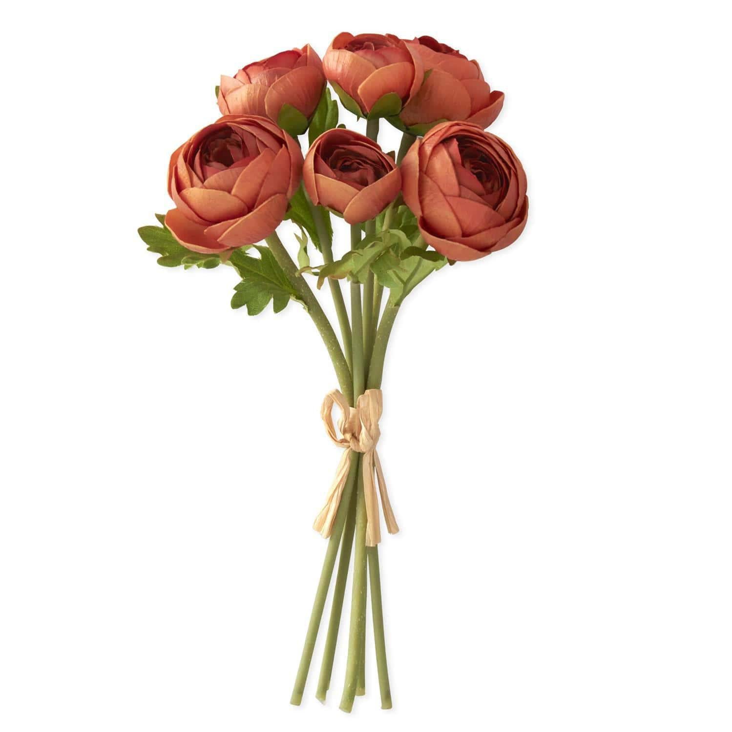 Dark Orange Real Touch Ranunculus Bundle