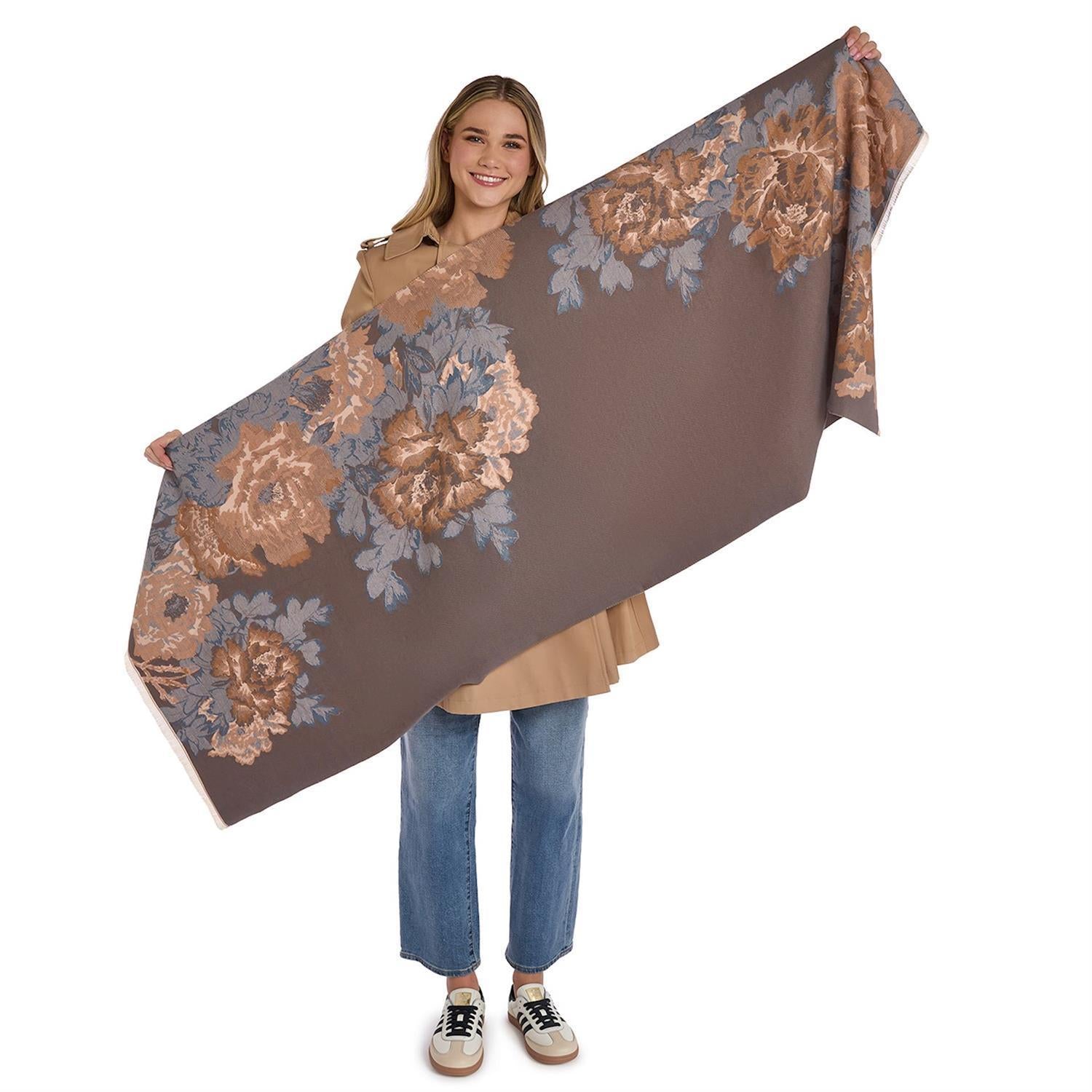 Studio Floral Motif Double Sided Scarf