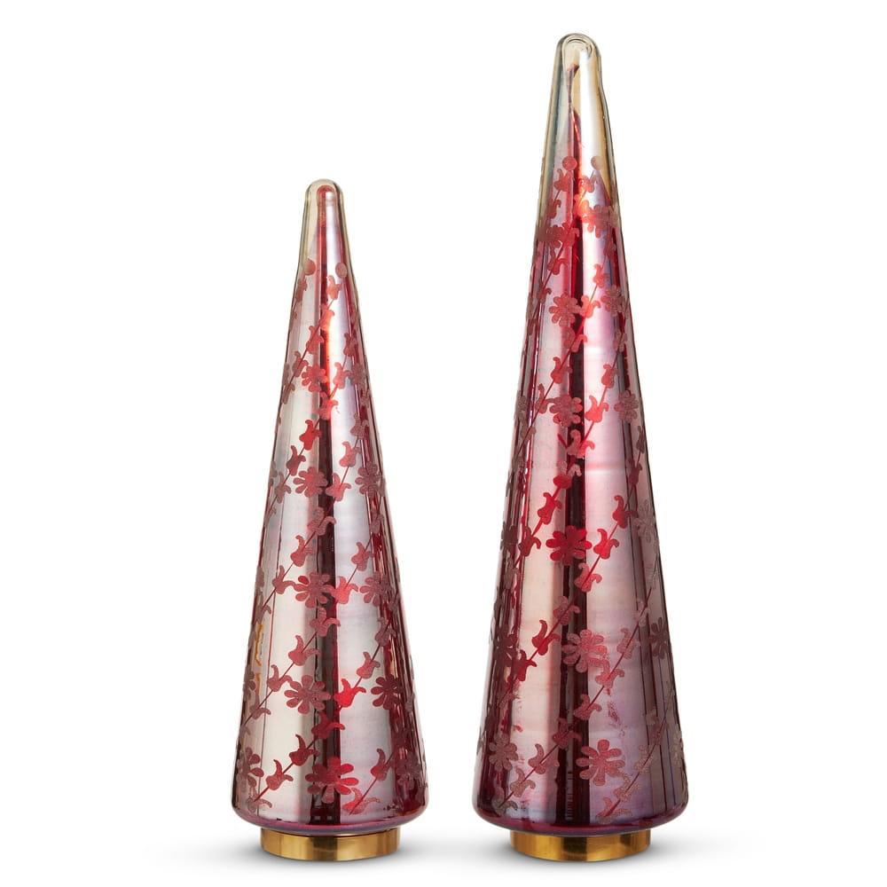 Ombre Red Floral Etched Tree