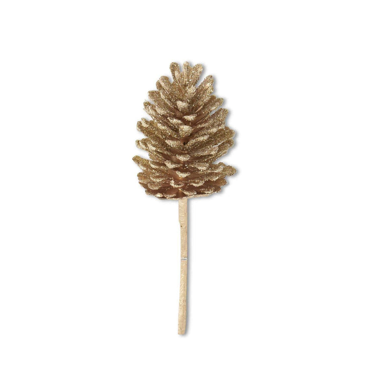 Gold Glittered Pinecone Pick